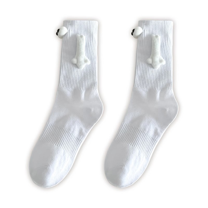 Couple Hand Holding Socks Tik Tok Online Sensation Magnetic Suction Tube Socks Cotton Hand Holding Eccentric Personality Black and White Long Socks Girlfriends Socks