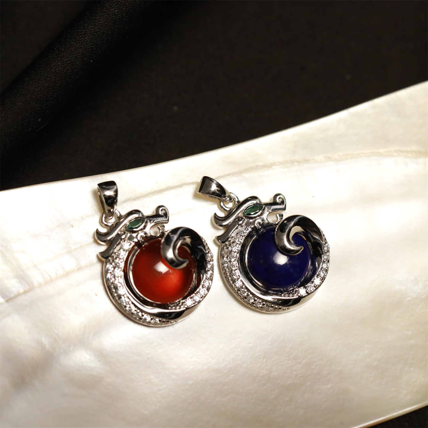 s925银青金石血珀锆石祥瑞龙圆珠吊坠-阿里巴巴