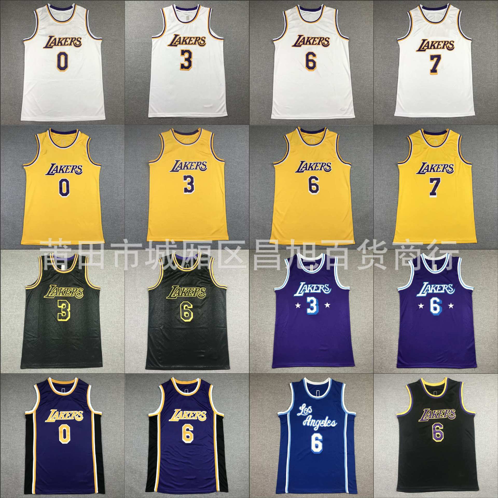 湖人队lakers75周年刺绣篮球球衣背心 0#威少 3#davis 7#安东尼