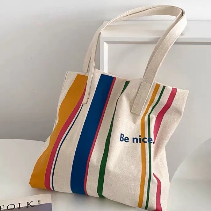 Original Line Simple Shoulder Canvas Bag Shopping Bag Korean Casual Artistic Student Schoolbag Commuter Computer Bag