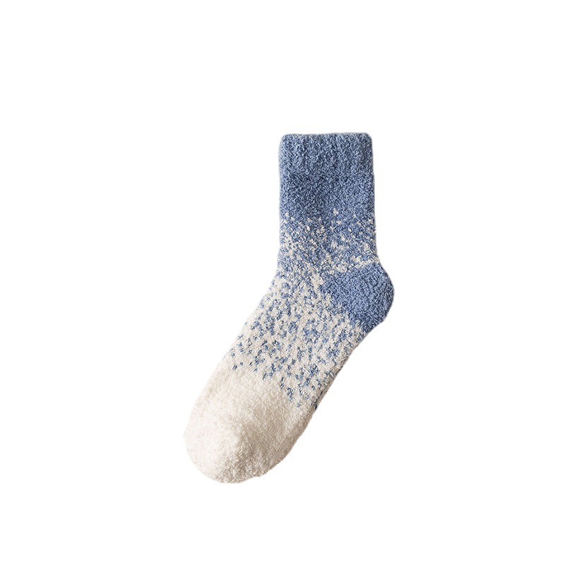 Coral Fleece Socks Men's Winter Thickened Velvet Padded Mid-Calf Length Men's Home Warm Plush Stockings Warm Sleeping Socks