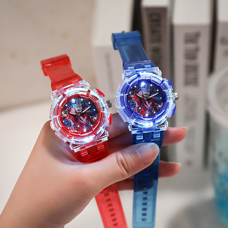 New Led Luminous Ultraman Watch Children's Watch Female Cartoon Animation Primary School Students Luminous Led Electronic Watch