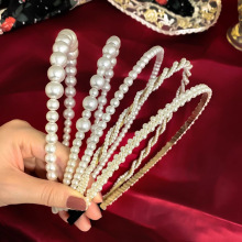 复古法式珍珠发箍高级感公主风蕾丝飘带丝带绑头饰发捆发卡头箍女