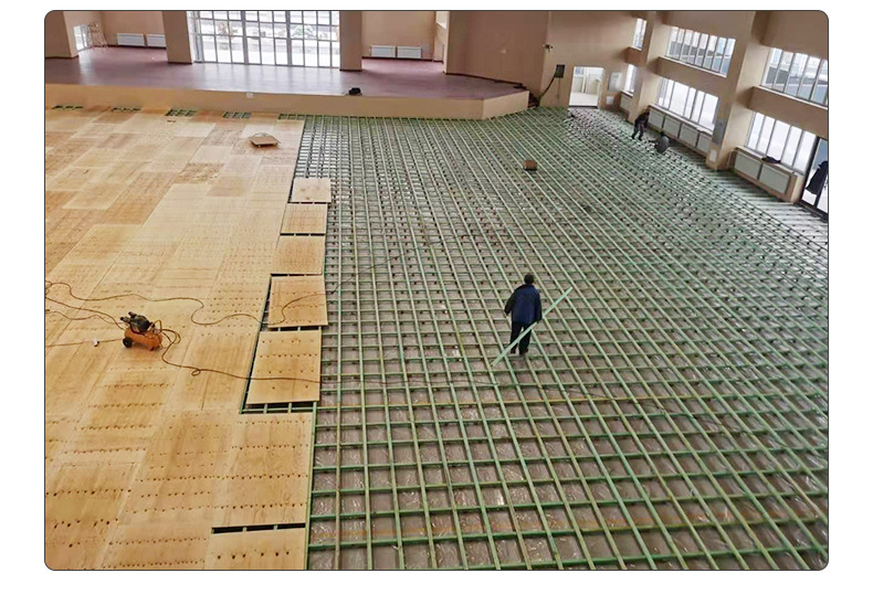 双层龙骨结构室内实木运动地板篮球场馆羽毛球馆舞台木地板批发