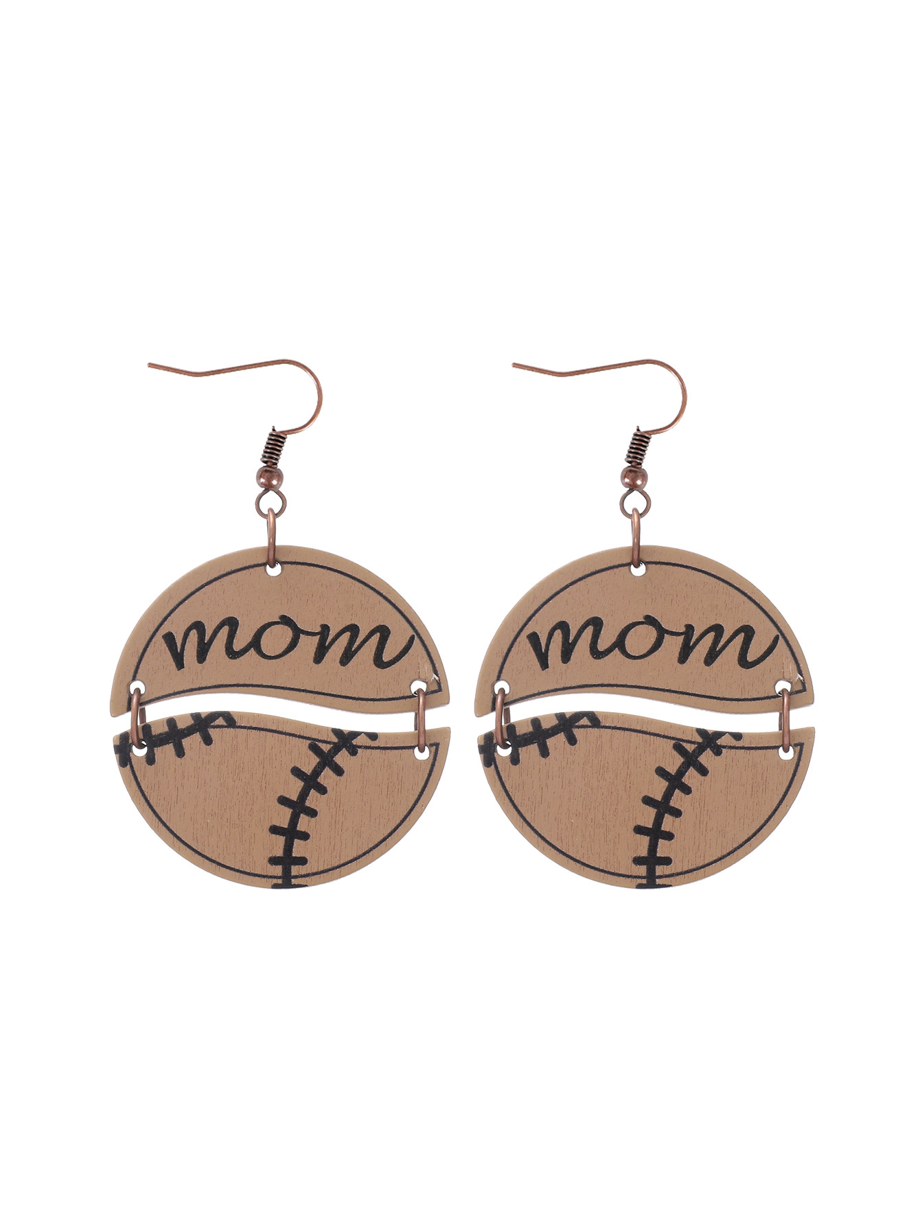 Cross-Border English Mom Letter Baseball Basketball Wooden Earrings Earring Pendant for Ladies Aliexpress Amazon