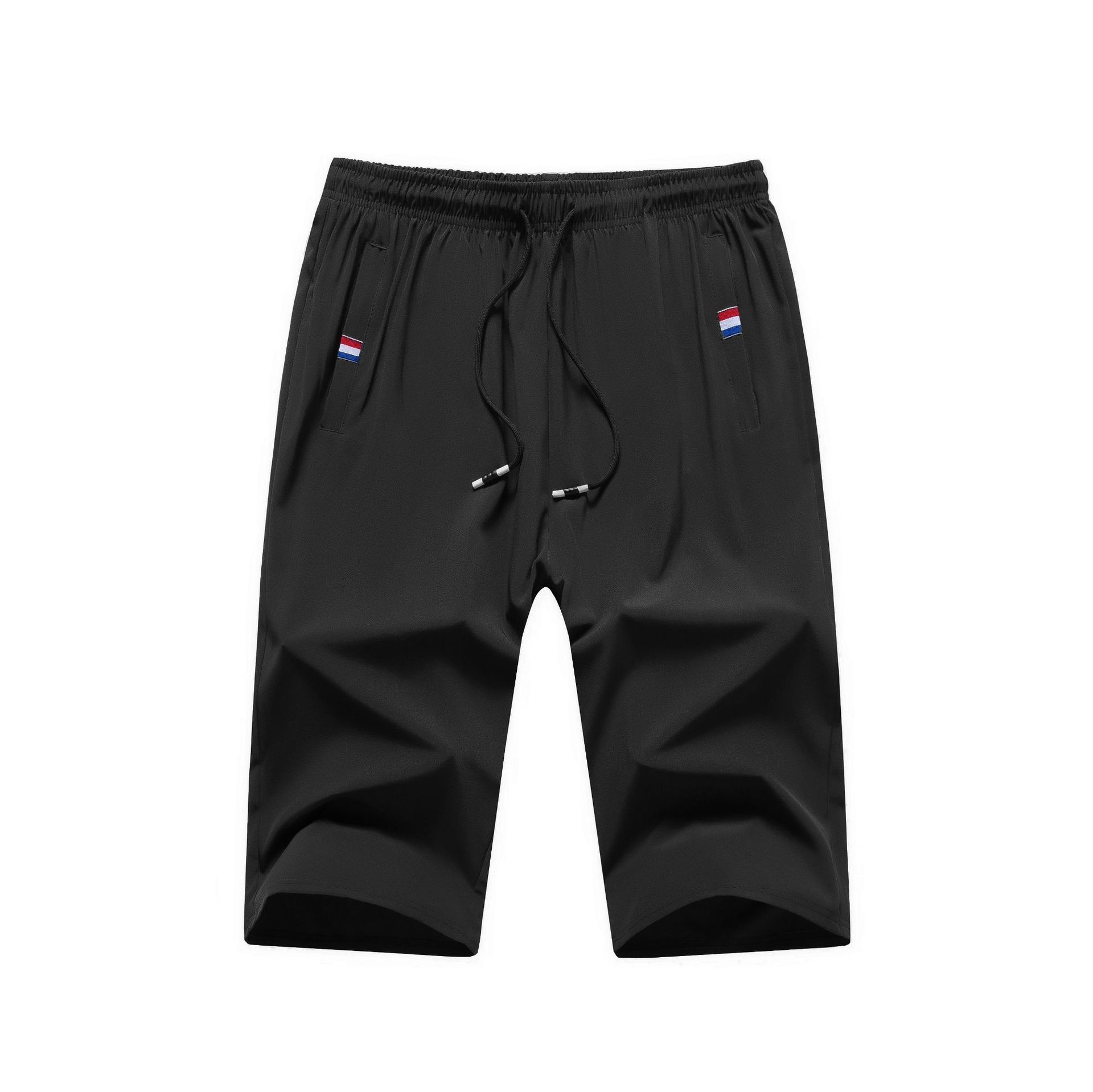 外贸男装夏季松紧系绳薄款七分裤潮青少年男士休闲百搭纯色短裤