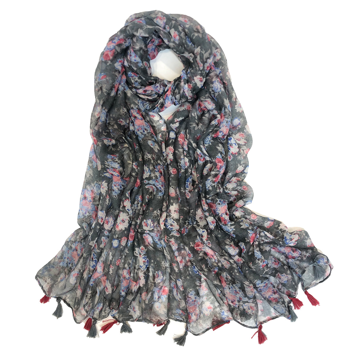 New European and American Spring Summer Fashion All-Matching Printed Tassel Scarf Shawl Exclusive for Cross-Border Factory Wholesale