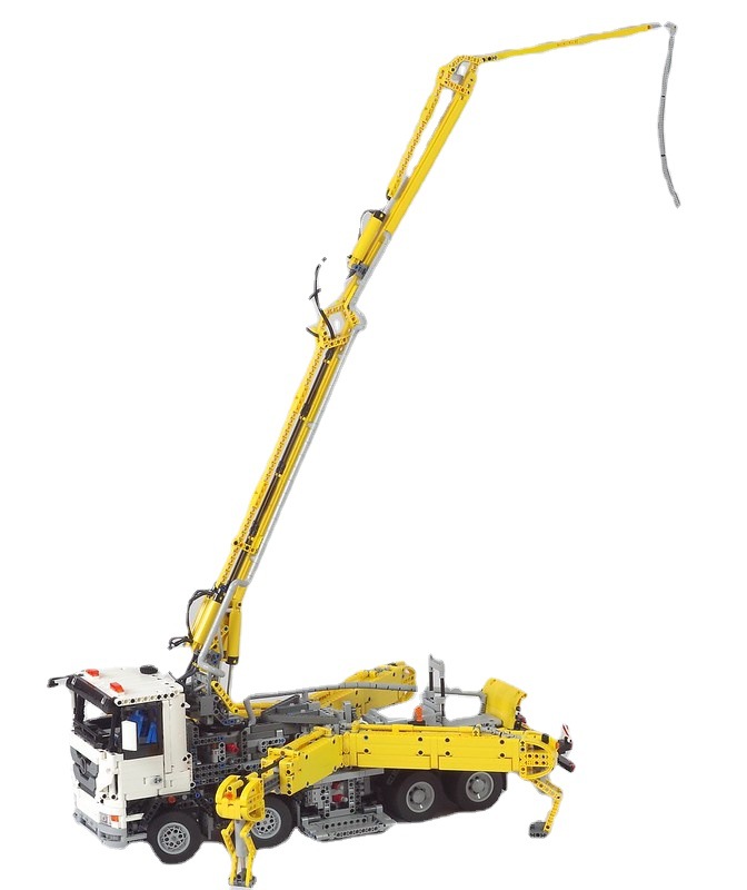 国产积木兼容乐高moc-29716混凝土泵卡车工程科技气动遥控零件包