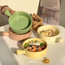 Tableware Baking Bowl Ceramic Handle Soup Bowl Bubble Noodle