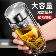 双层玻璃杯子茶杯批发 鹅蛋杯水杯泡茶玻璃杯双层家用水杯玻璃杯