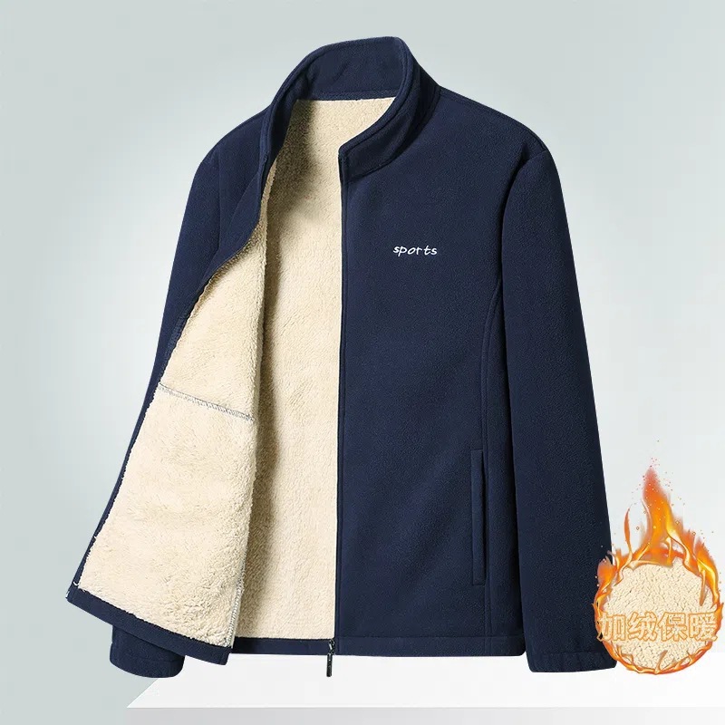 加绒加厚摇粒绒男士夹克外套秋冬宽松羊羔绒抓绒男加肥加大卫衣
