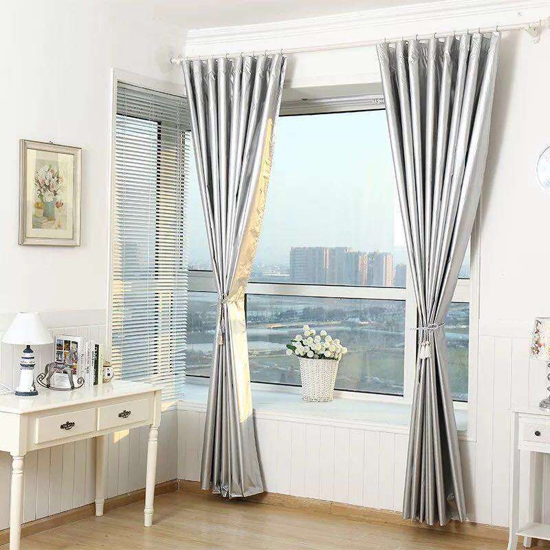 加厚全遮光窗帘成品遮光帘出租房卧室客厅免打孔遮阳帘不透光