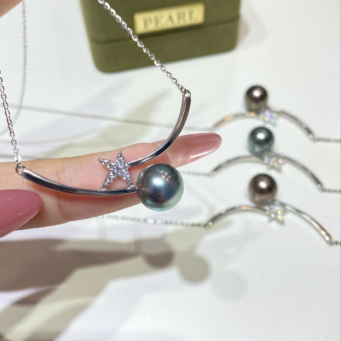 s925银流星设计款套链 9-10mm海水大溪地黑珍珠 优雅时尚-阿里巴巴