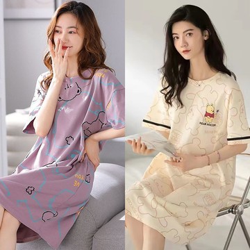 纯棉睡裙女春夏季短袖薄款大码200斤孕妇睡衣韩版夏天女士家居服