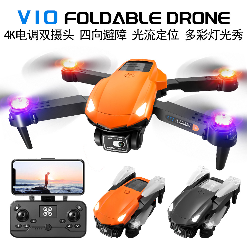 Uav V10 Cross-Border Aerial Photography 4K Electrical Adjustment Dual Camera Four-Way Obstacle Avoidance Optical Flow Positioning Remote Control Aircraft