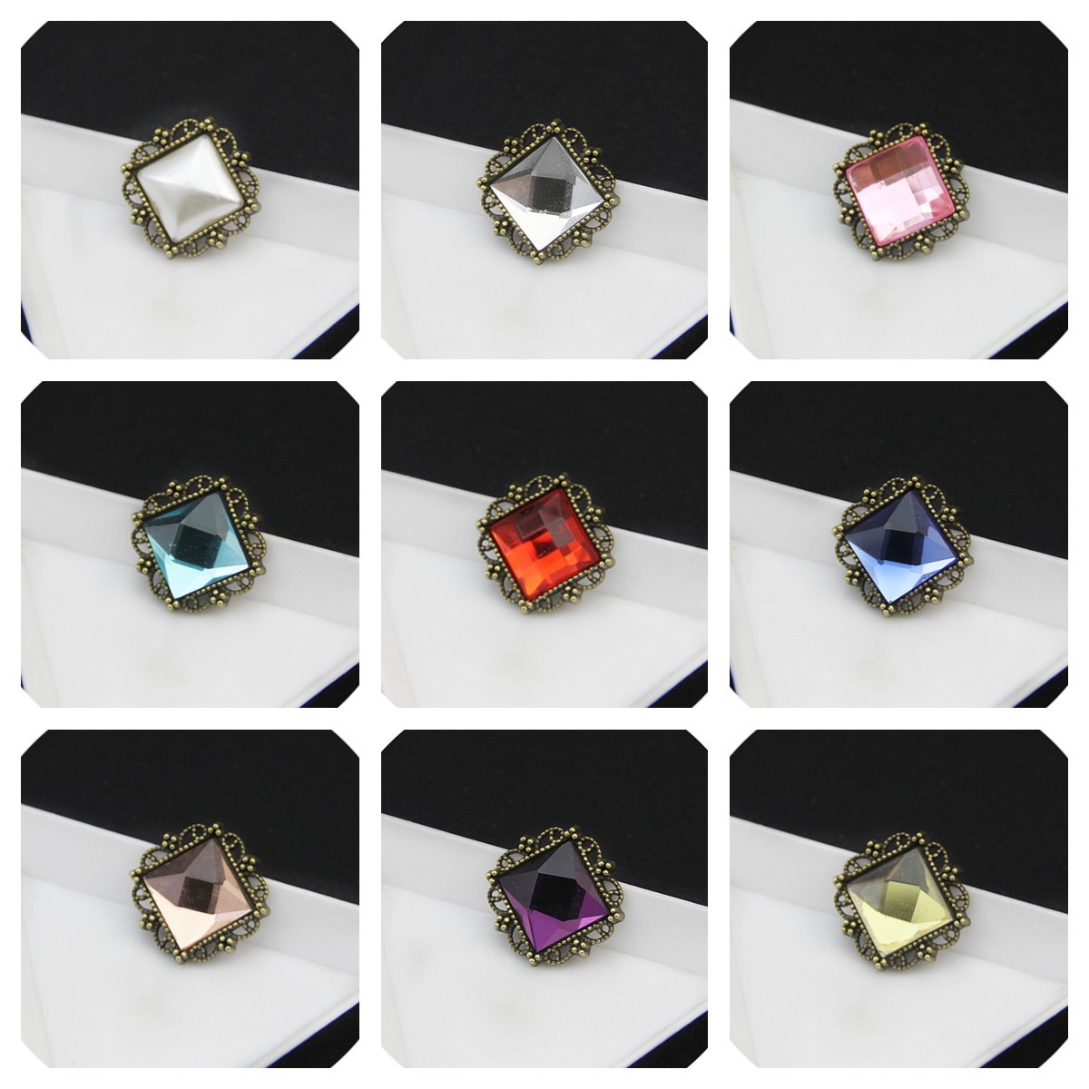 古青铜底托镶水晶 手机美容 DIY珍珠花盘钻扣 手棒花 饰品配件158