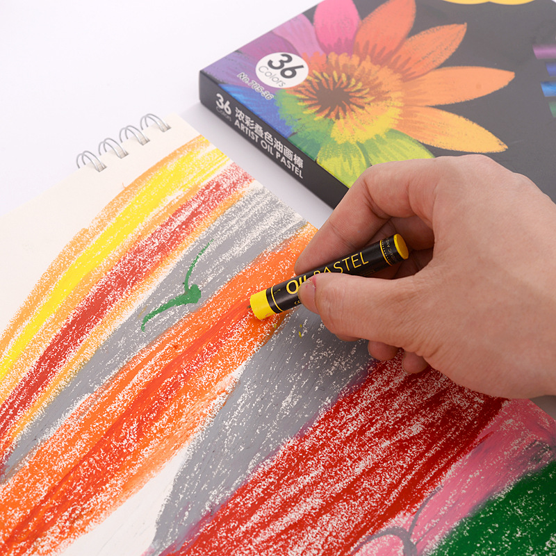 绘儿优重彩油画棒美术学生彩涂色笔36色可水洗画画机构浓彩油画棒