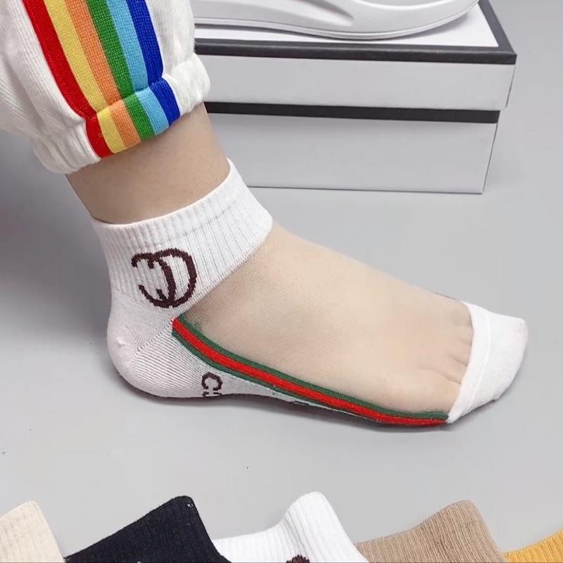 袜子夏季薄款女美诺丝透气水晶字母袜 ins潮丝袜女双c