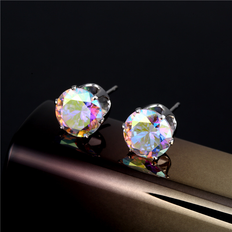 Zircon Ear Studs Earrings Six-Claw Ear Studs Korean Style Men's and Women's Fashion All-Match Trendy Zircon Earrings Crystal Ornament Wholesale