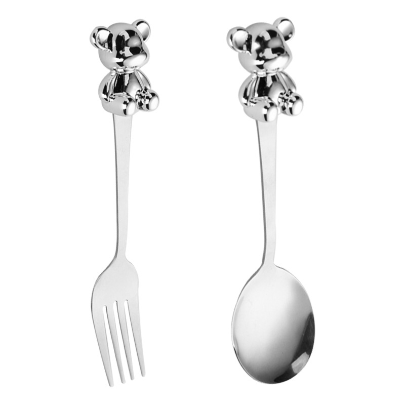 Thickened New Creative Cartoon Good-looking Stainless Steel Bear Spoon Fork Student Household Cake Dessert Spoon