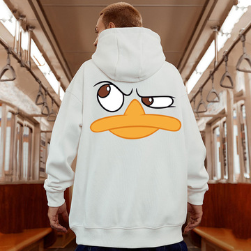 欧美街头潮牌恶搞鸭子卫衣男ins潮流情侣装大码银狐绒国潮外套