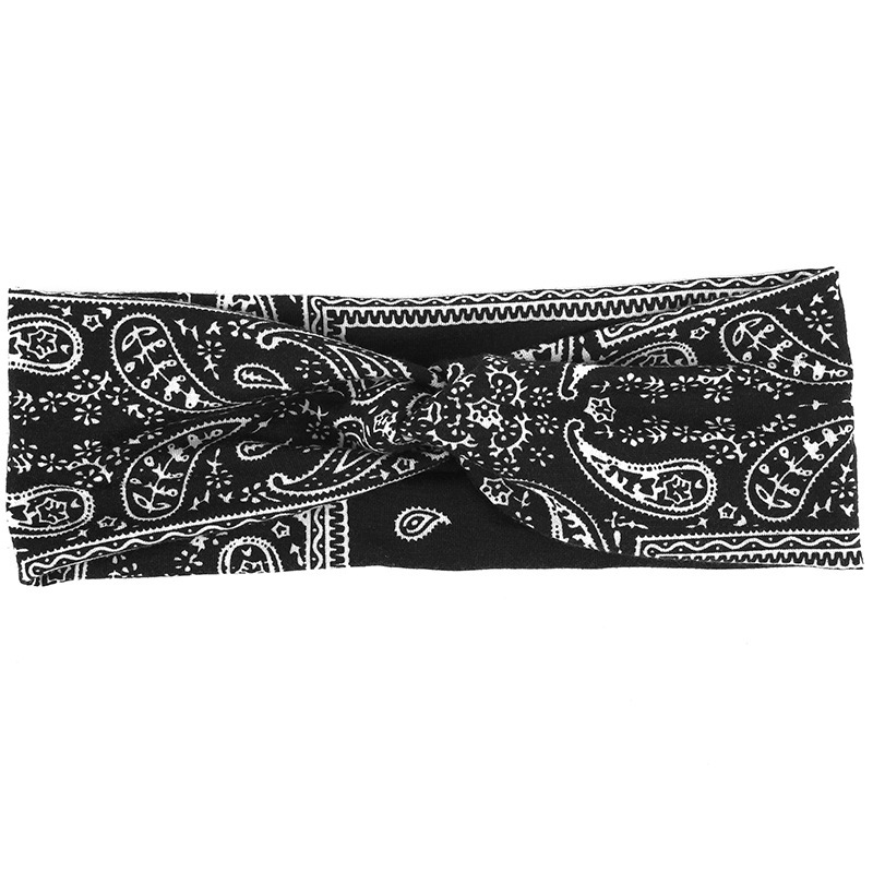 MIZI Spring and Summer Cashew Wig Cross Women's Hair Band Bohemian Sports Thin Section Printing Knotted Hair Accessories Headband