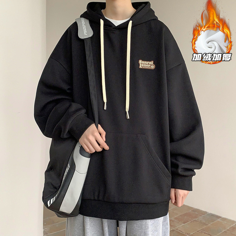墨绿色cityboy卫衣男连帽秋冬加绒加厚00g重磅上衣oversize外套