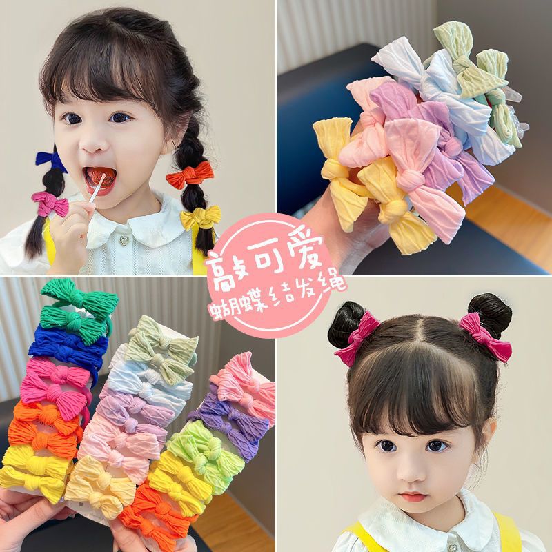 New Bow Headdress Children's Korean Internet Celebrity Rubber Band Hair Band Does Not Hurt Hair Elastic and Durable Baby Hair Accessories