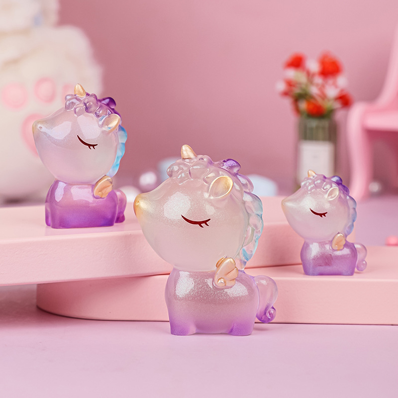 Half Sugar Cute Girl Heart Cute Mini Luminous Unicorn Deer Decoration Creative Desktop and Car-Mounted Decoration