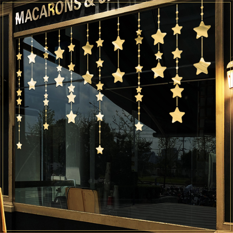 81n星星吊坠玻璃贴商场珠宝店铺防撞窗贴窗花贴新年推拉移门贴镂