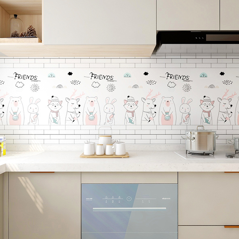 Kitchen Greaseproof Stickers Waterproof Moisture-Proof Self-Adhesive High Temperature Resistance Kitchen Ventilator Cabinet Wallpaper Decoration Renovation Wall Sticker