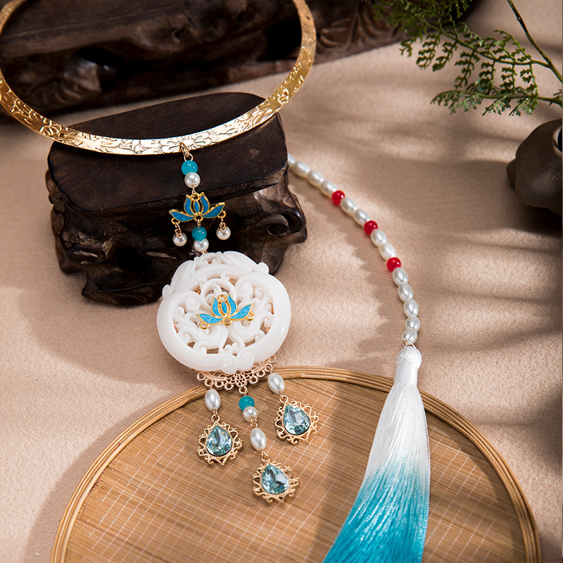 清仓明制璎珞项圈吊坠长流苏背云古风汉服配饰复古敦煌风-阿里巴巴