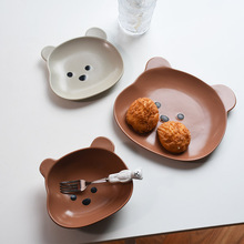 EQ4F系可爱熊餐具套装宝宝儿童碗盘甜品碗早餐盘家用餐盘点心盘子