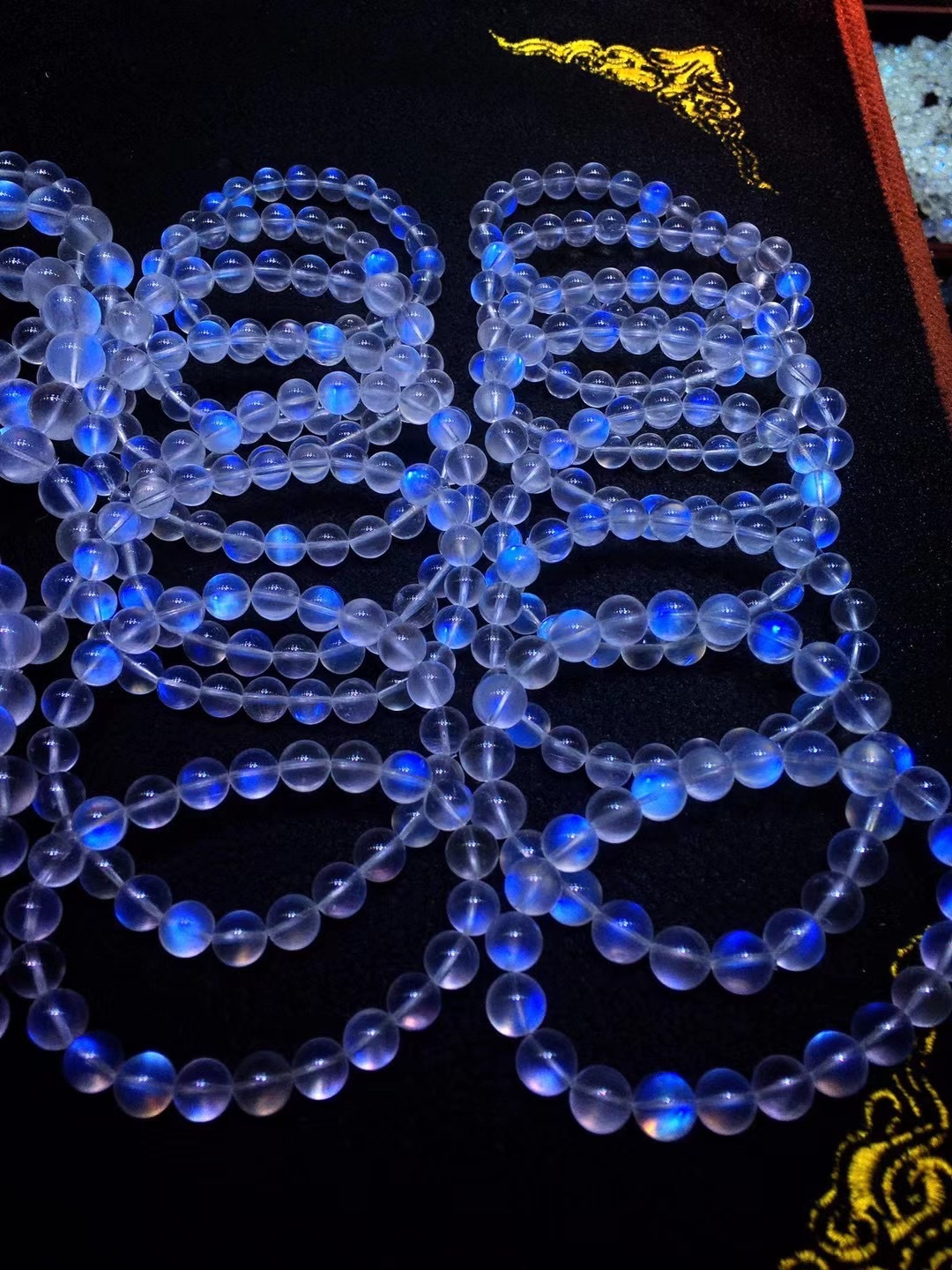 天然蓝月光石手链女单圈玻璃体冰种彩蓝光水晶手串一物一图