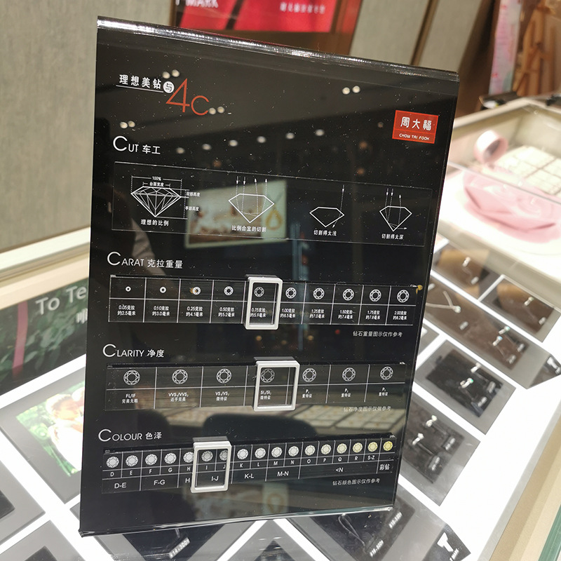 定制亚克力板鉴定牌裸钻切工牌标准展示讲解工具黑色钻石4c牌加工