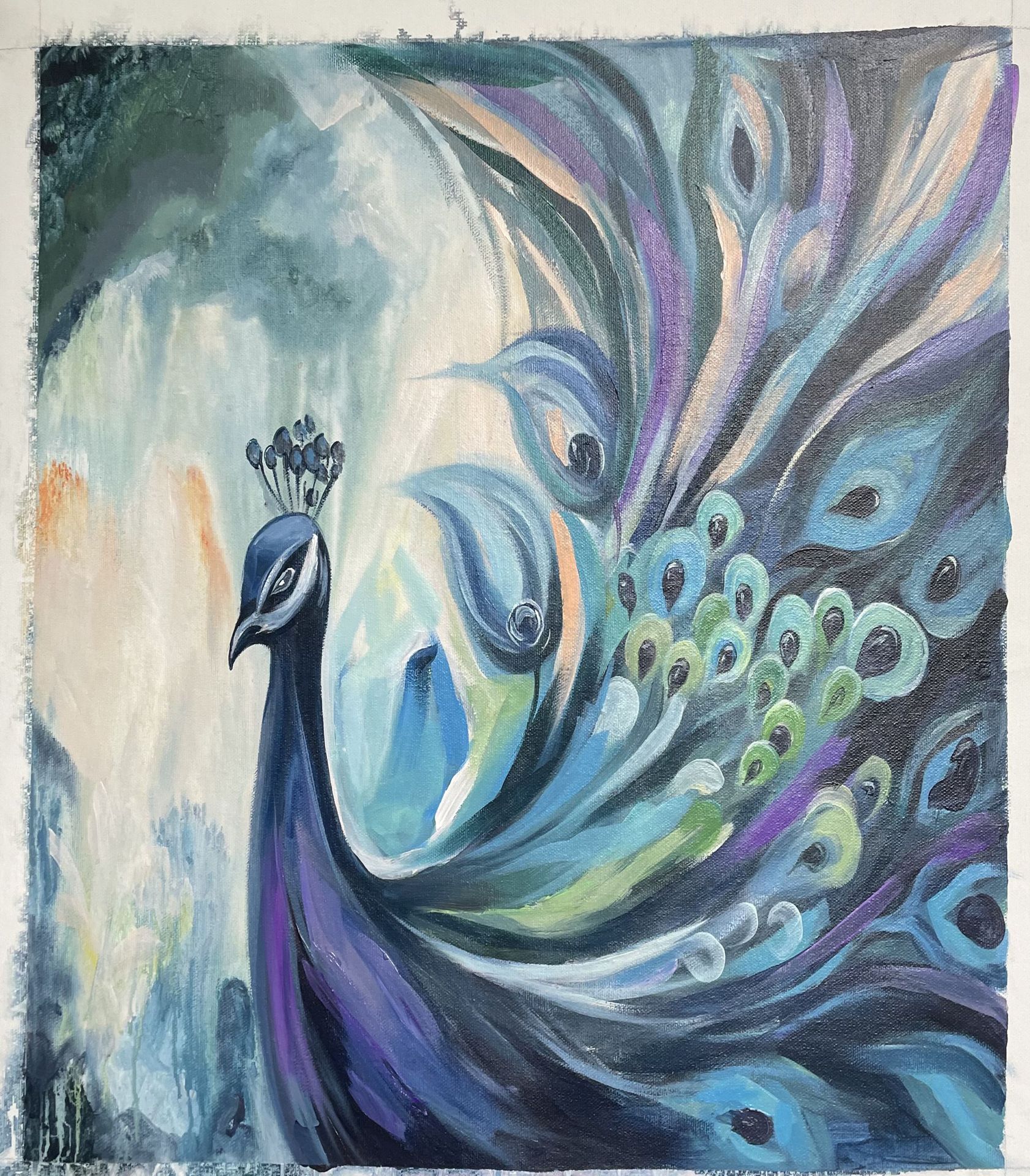 艺点装饰动孔雀艺术手绘唯美挂画客厅 卧室 餐厅背景墙挂画油画