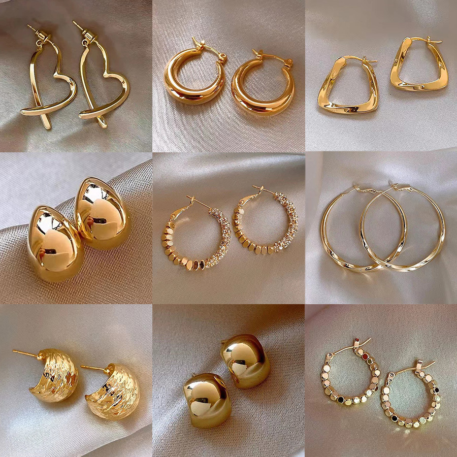 2024 new 925 popular vintage metal high profile and generous earrings light luxury high sense ear ring simple bracelet earrings