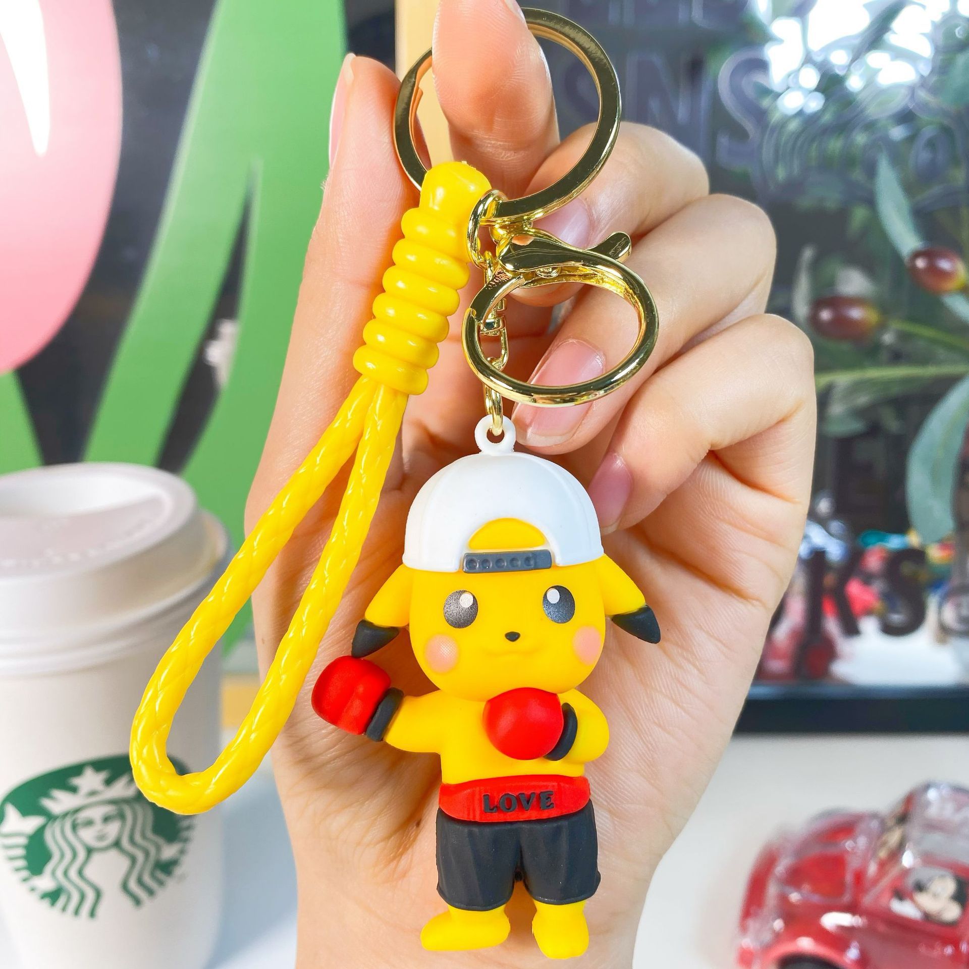 Cartoon Football Skateboard Pikachu Key Chain Accessories Men and Women Couple Bags PVC Pendant Small Gifts Wholesale