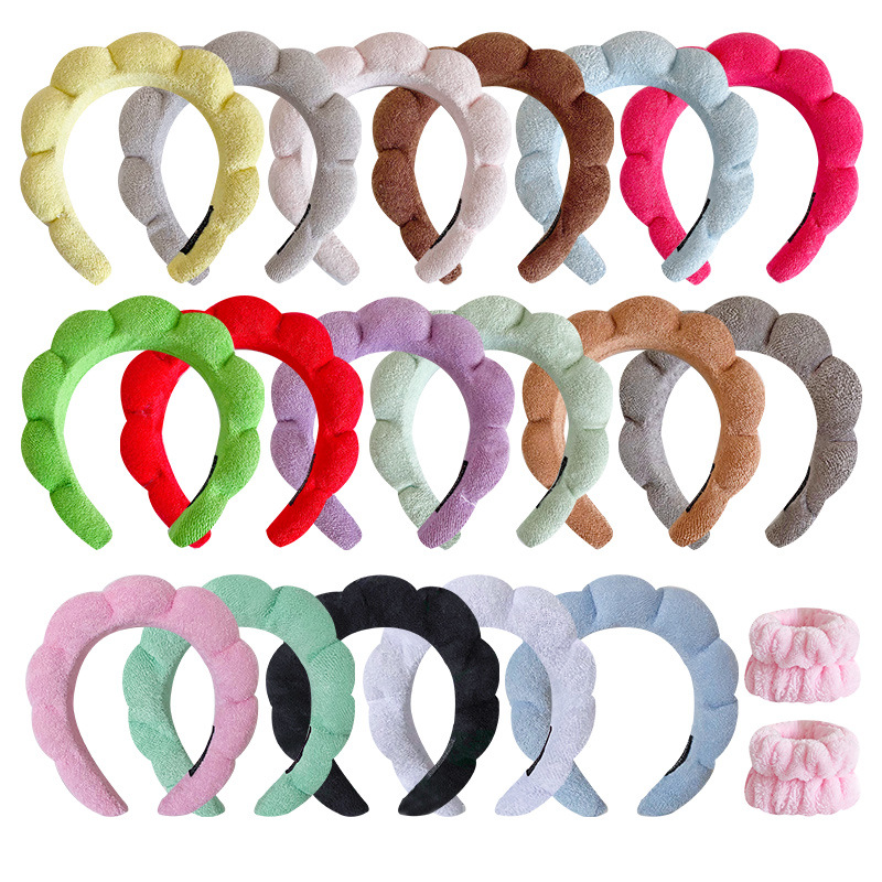 2023 Amazon Twist Sponge High Skull Top Headband Wristband Towel Velvet Twist Headband Female Face Wash Head Buckle Hair Accessories