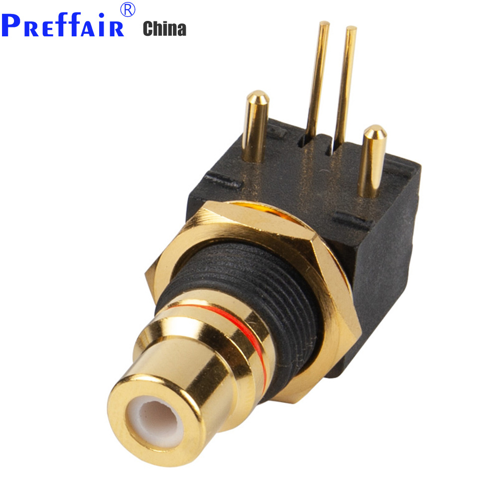 rca莲花母座 转盘dac解码器 数字同轴输出90度pcb焊板直角插座