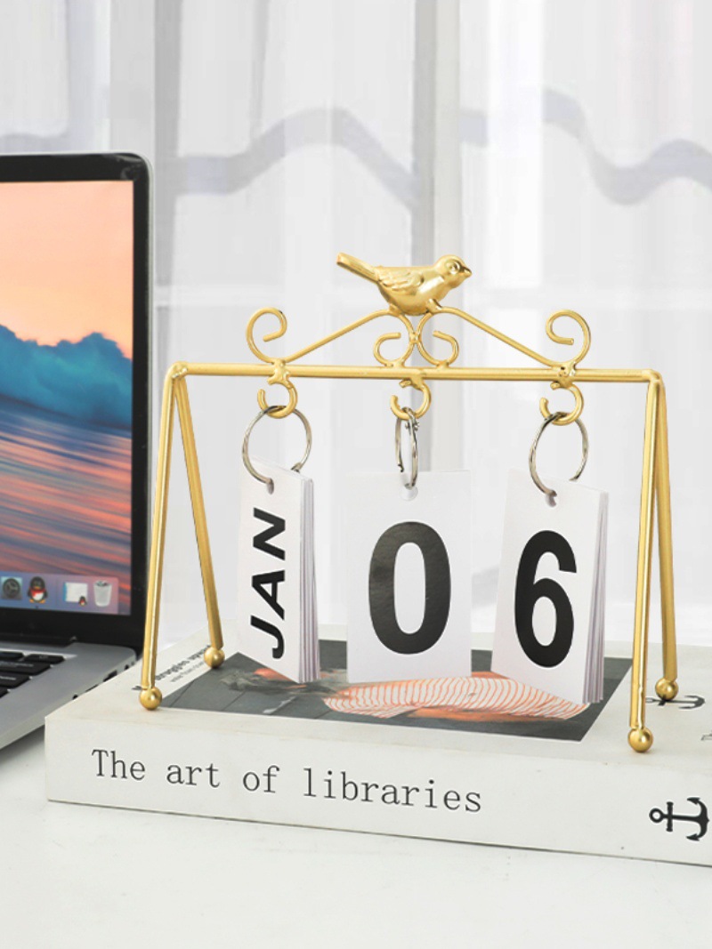 Cross-Border Minimalist Creative DIY Bird Iron Flip Calendar Home Decoration Desktop Decoration Decoration Desk Calendar