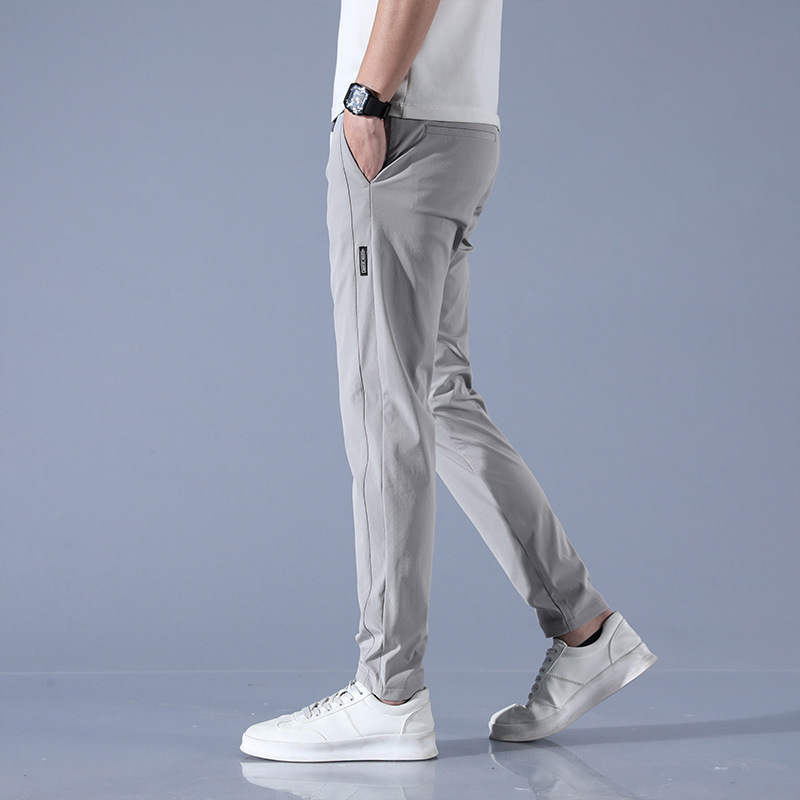 Shirt Ice Silk Leggings Men's Summer Korean Style plus Size Slim Fit Straight Foreign Trade in Stock Wholesale Business Casual Pants