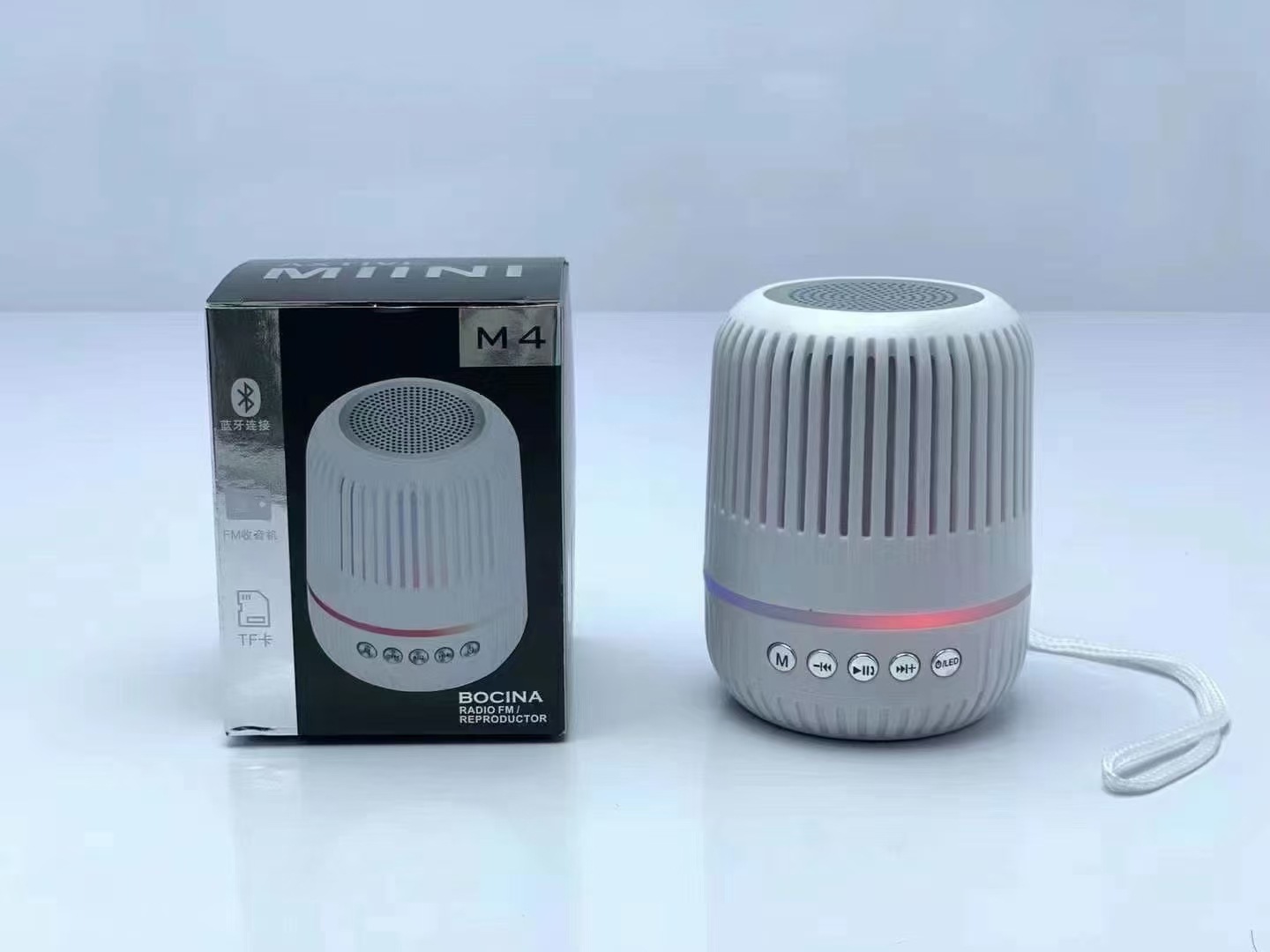 M4 Bluetooth Speaker 3D Surround Subwoofer Outdoor Portable Colorful Ambience Light Wireless Mini-Speaker