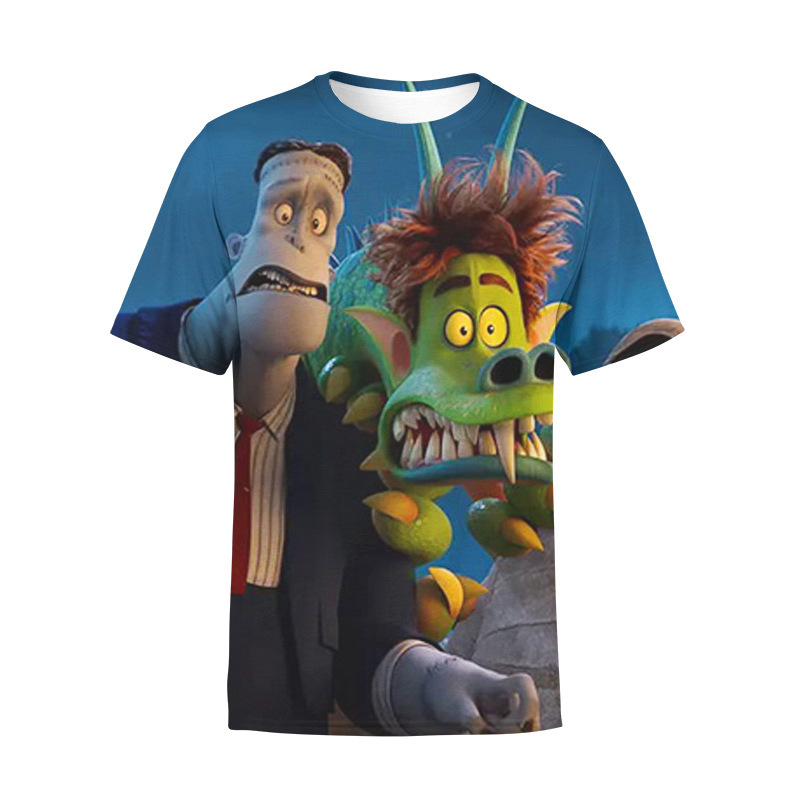 Summer New Foreign Trade Men's Sports Short Sleeve Animation Hotel Transylvania 3D Digital Printed Children's Clothing T-shirt