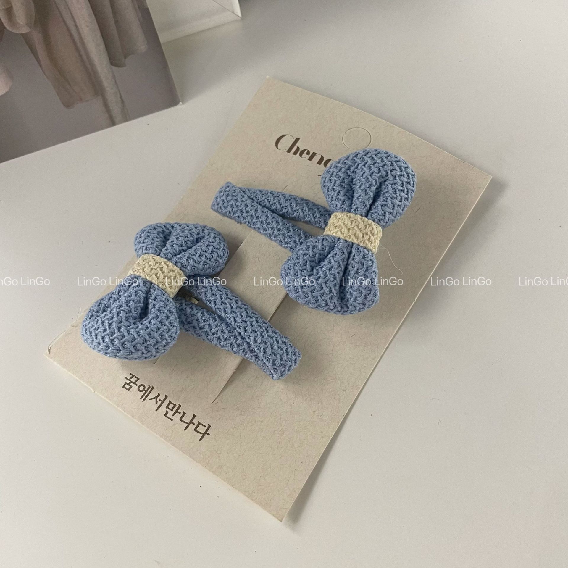 New Spring and Summer Bow Hairpin Children's Knitted Wool Bangs Bb Clip Cute Side Clip Korean Style Hair Accessories for Women