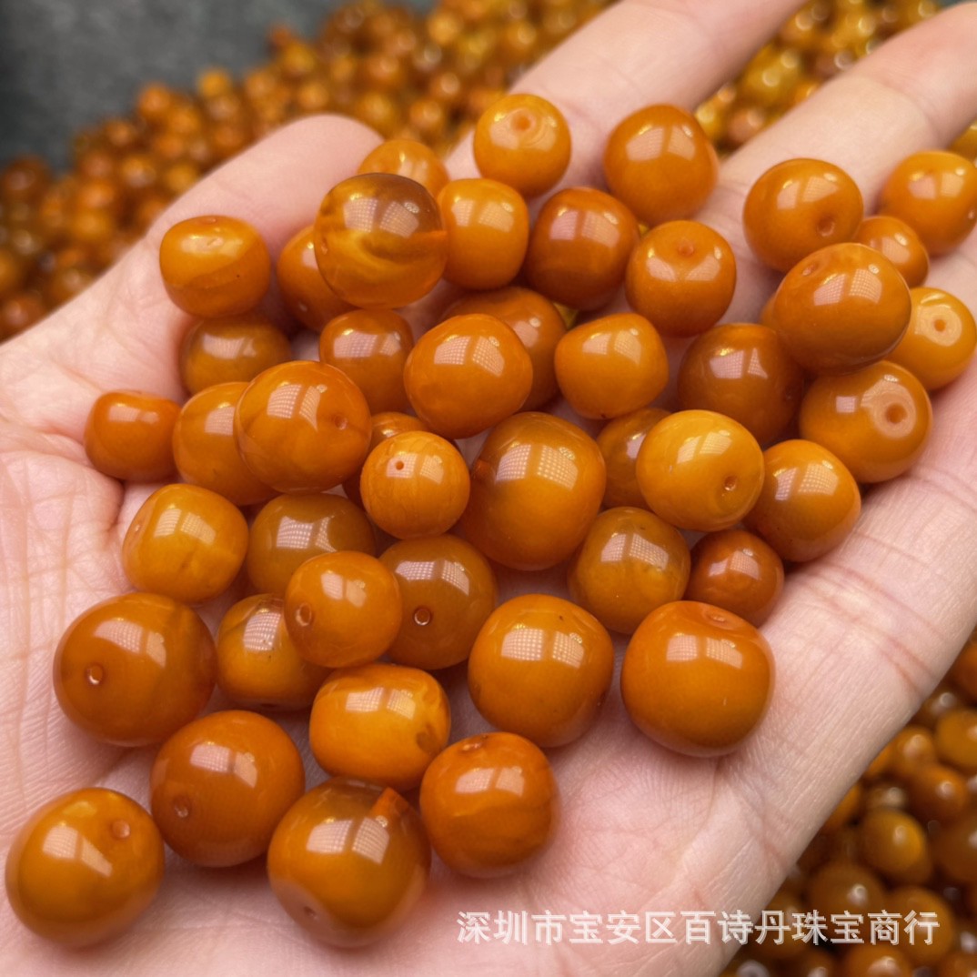 天然琥珀蜜蜡老型珠 6-13mm全品三无回流老蜡形状饱满 蜡质醇厚