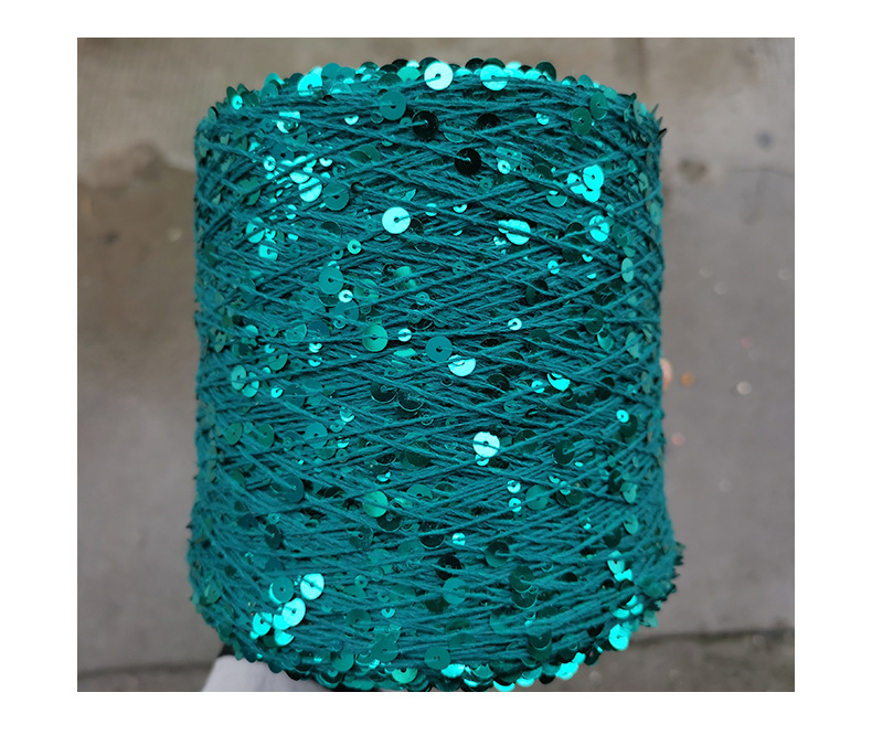 俄罗斯3mm 6mm精梳棉珠片纱线时尚手编服饰花式亮片筒纱外贸批发