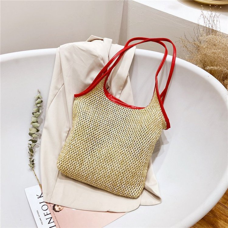 2021 New Trendy Korean Style Fashion Messenger Bag for Women Ins Mori Braided Straw Woven Beach Bag Summer Small Bag for Women