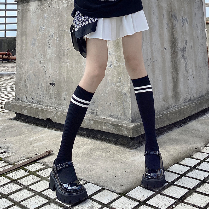 袜子女春夏季新款学院风小腿袜休闲运动中筒袜日系半身jk外穿长袜
