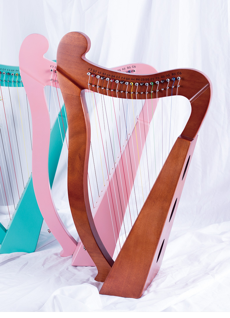 桃花芯单板小竖琴19弦迷你箜篌初学者里拉琴lyre琴古典乐器批发